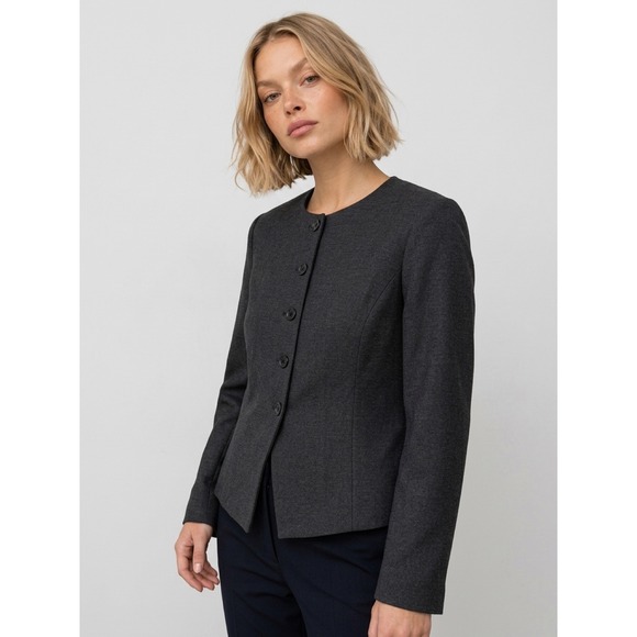 Christian Lacroix Jackets & Blazers - Christian Lacroix Womens Gray Button Collarless Blazer Jacket Sz L Old Money